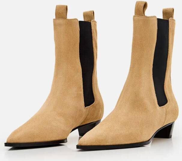 Aeydē Boots Kiki Leather Pointed Toe Boots in beige