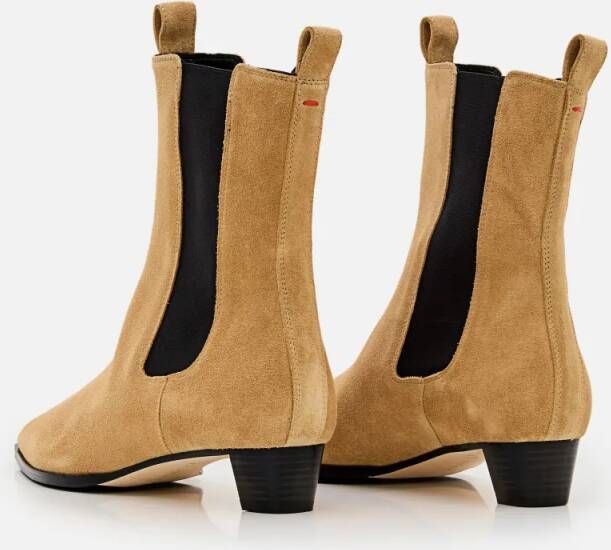 Aeydē Boots Kiki Leather Pointed Toe Boots in beige