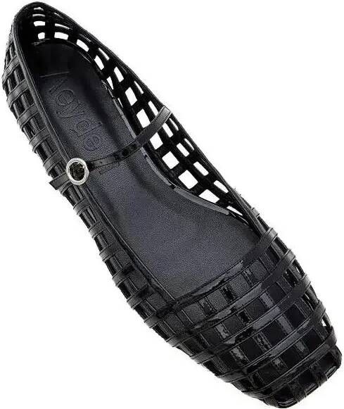 Aeydē Loafers Uma Caged Patent Leather Ballet Flat in zwart