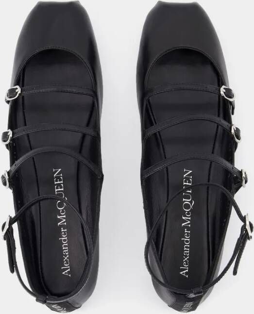 alexander mcqueen Cage Ballerinas Leather Black in zwart