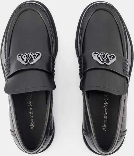 alexander mcqueen Loafers & ballerina schoenen Seal Loafers Leather Black Argenté in zwart