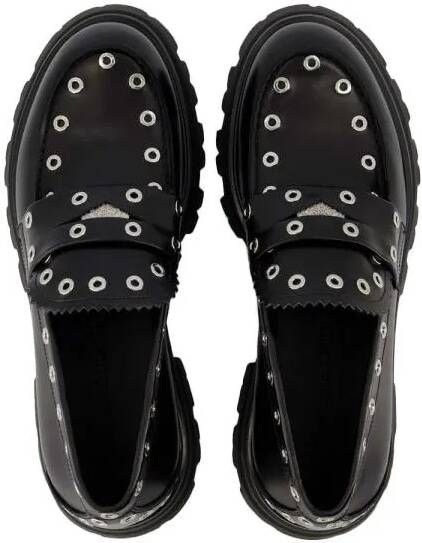 alexander mcqueen Loafers Wander Ankle Boots Black White Leather in zwart