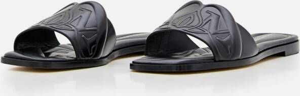 alexander mcqueen Sandalen Flat Leather Slide Sandal in zwart