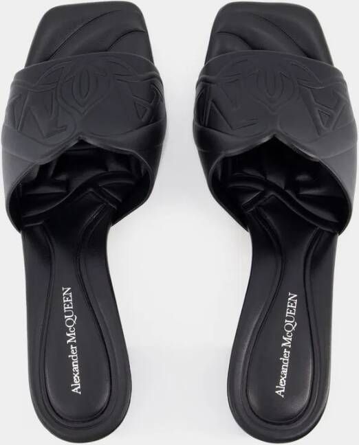 alexander mcqueen Sandalen Seal Heeled Sandals Leather Black in zwart