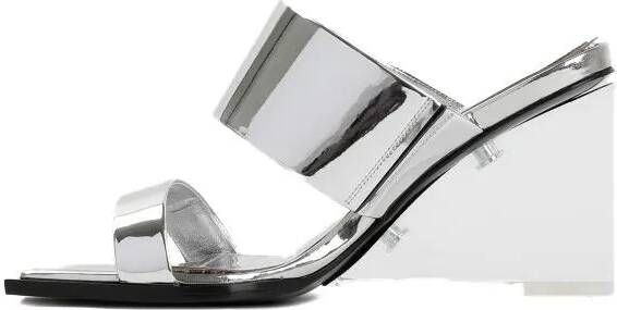 alexander mcqueen Sandalen Silver Calf Leather Sandals in zilver