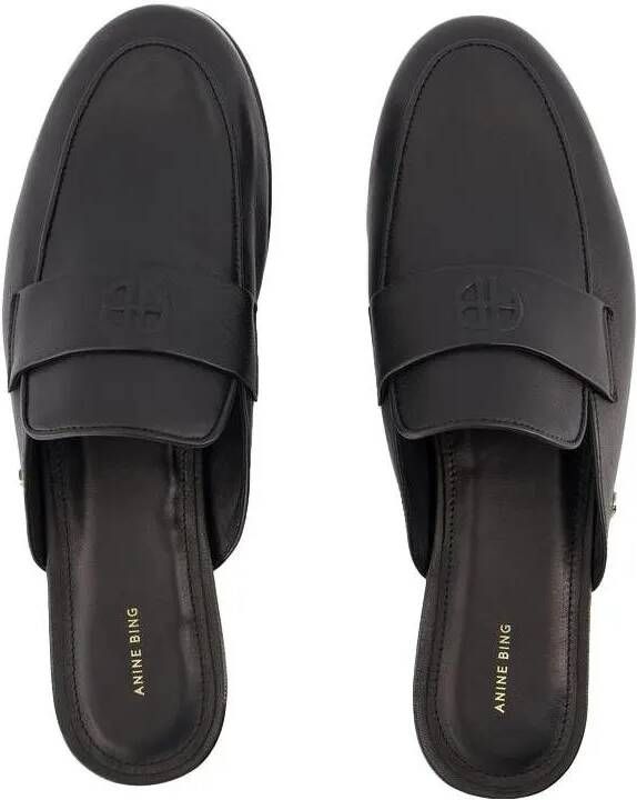 Anine Bing Loafers & ballerina schoenen Corrine Mules Leather Black in zwart