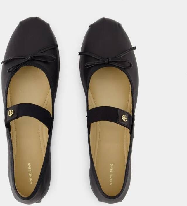 Anine Bing Loafers & ballerina schoenen Jolie Ballerinas Leather Black in zwart