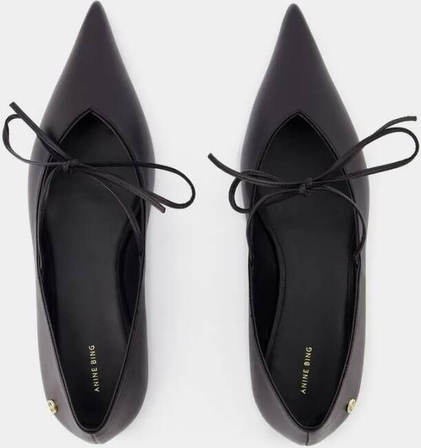 Anine Bing Loafers Nikki Ballerinas Leather Black in zwart