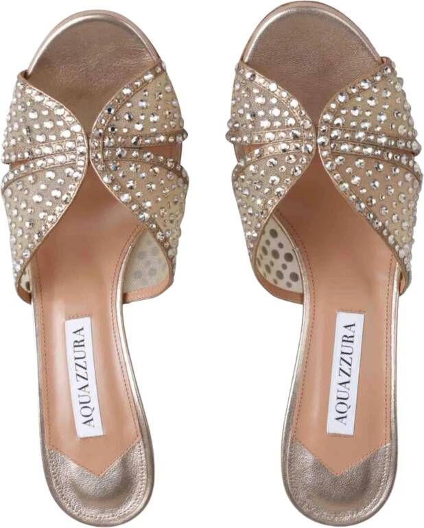 Aquazzura Hoge hakken Mules Crystal Lover 75 in goud