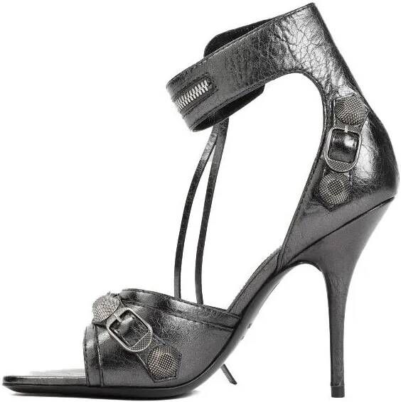 Balenciaga Sandalen Steel Grey Silver Sheep Leather Cagole H110 Sandal in grijs