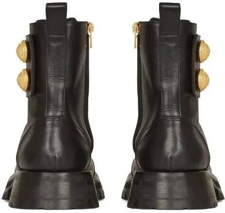 Balmain Boots Ridged Leather Ankle Boots in zwart