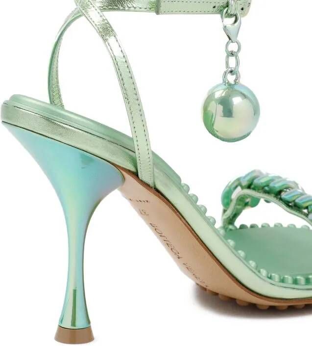 Bottega Veneta Sandalen Green Leather Dot Heeled Sandals in groen