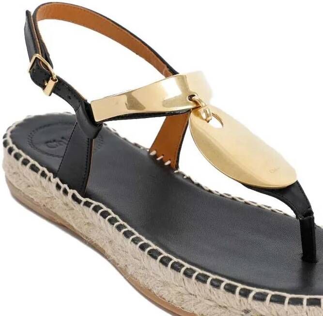 Chloé Sandalen Black And Gold Pema Flat Sandals in geel goud