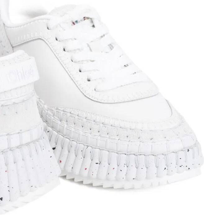 Chloé Low-Top Sneakers Brilliant White Calf Leather Nama Sneakers in wit