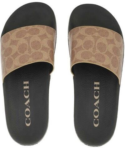 Coach Loafers & ballerina schoenen Udele Coated Canvas Slide in bruin