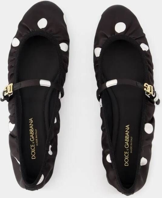 Dolce&Gabbana Loafers & ballerina schoenen Ballerinas Cotton Black White in zwart