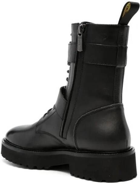 Doucal's Boots Buckled Lace-Up Leather Boots in zwart