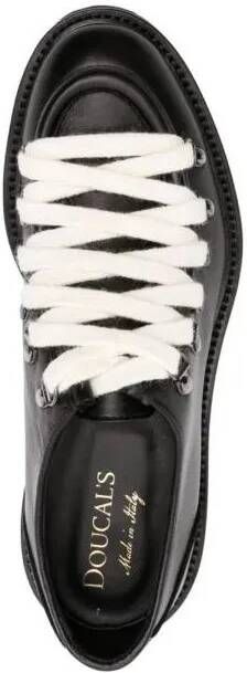 Doucal's Low-Top Sneakers Leather Lace-Up Shoes in zwart