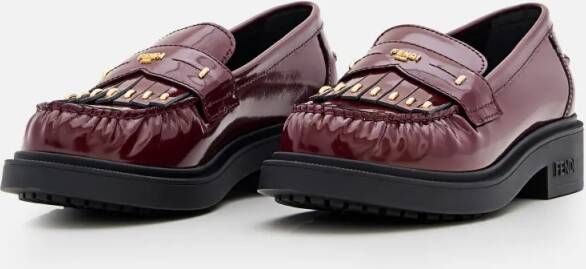 Fendi Leather Loafer With Studs in bruin