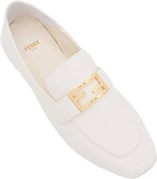 Fendi Loafers Leather Loafer in wit