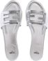 Fendi Champagne Metallic Leren Slides met FF Motief Gray Dames - Thumbnail 6