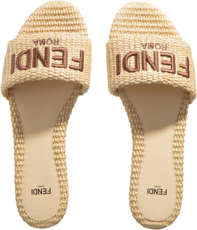 Fendi Slippers & Mules Raffia Signature Slipper in beige