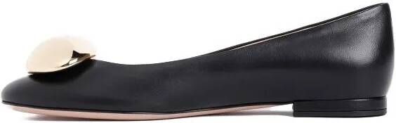 Gianvito Rossi Loafers Black Nappa Leather Ballerina in zwart