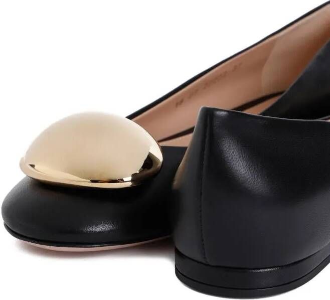 Gianvito Rossi Loafers Black Nappa Leather Ballerina in zwart