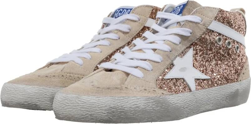 Golden Goose High-Top Sneakers Mid Star Glitter in beige