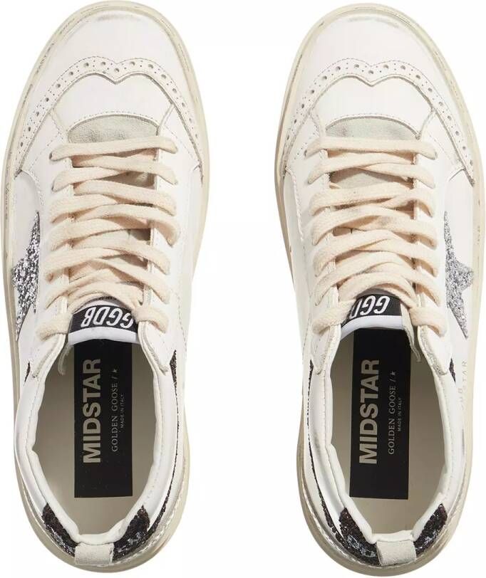 Golden Goose Sneakers Midstar Leather Upper Silver Glitter in wit