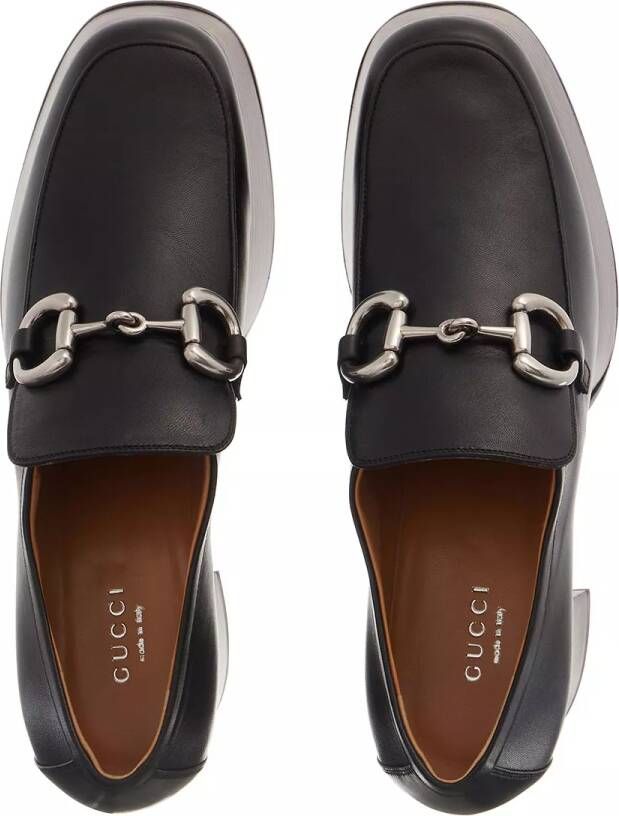 Gucci Loafers Plateau High Heel Leather Loafer in zwart