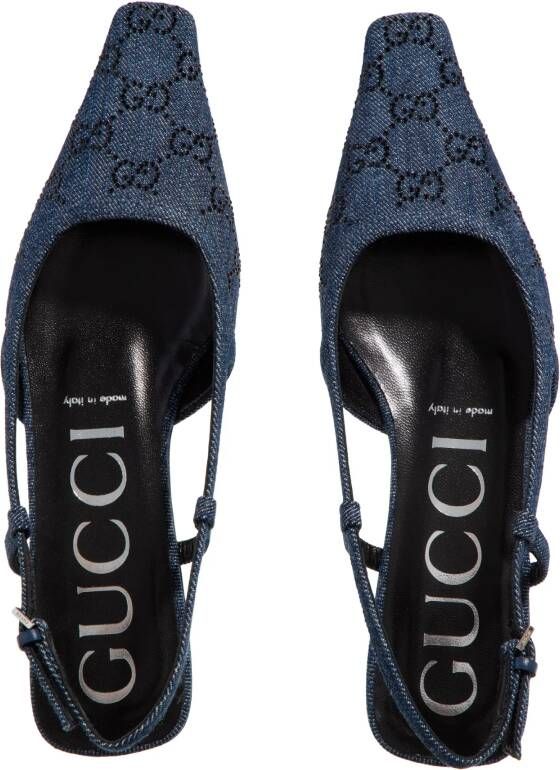 Gucci Sandalen Women Gg Denim Slingback Flats in blauw