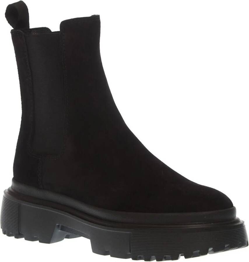 Hogan Boots & laarzen Stivaletto Fondo Carroarmato In Camoscio Nero in zwart