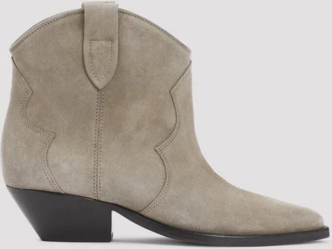 Isabel marant Boots Taupe Beige Calf Velvet Leather Dewina Boots in beige