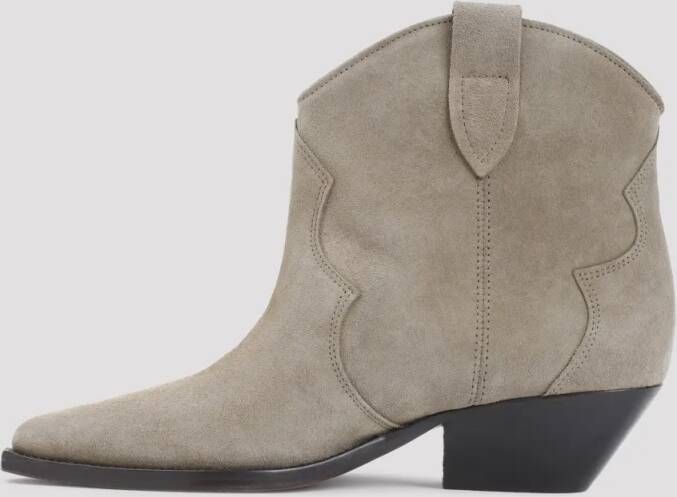 Isabel marant Boots Taupe Beige Calf Velvet Leather Dewina Boots in beige