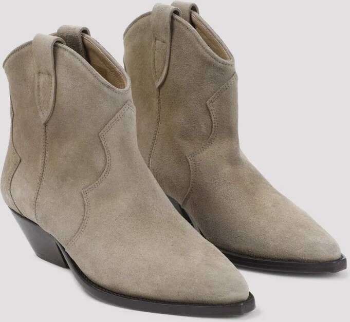 Isabel marant Boots Taupe Beige Calf Velvet Leather Dewina Boots in beige