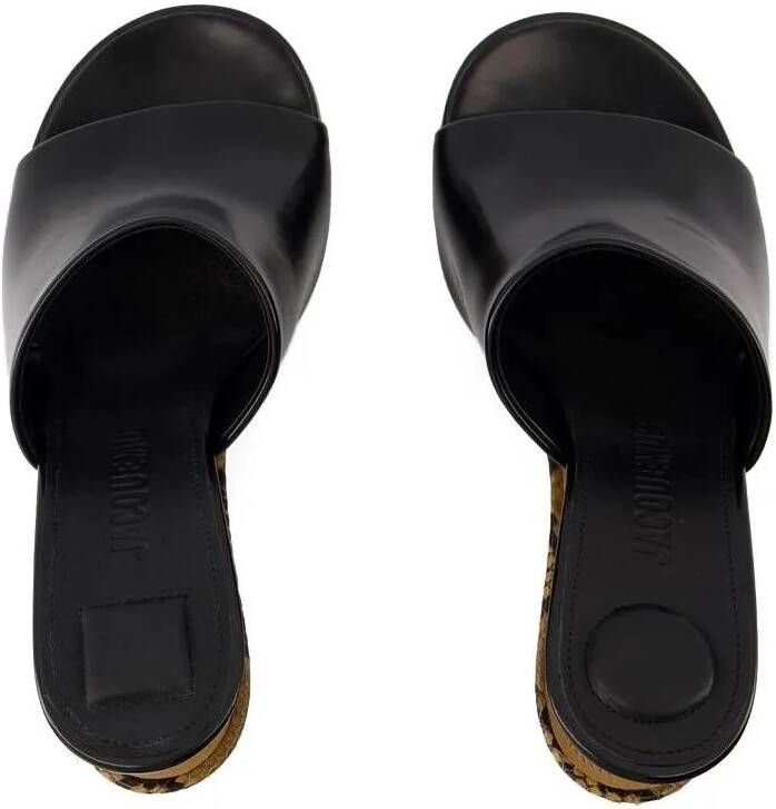 Jacquemus Sandalen Les Doubles Mules Sandals Leather Black in zwart