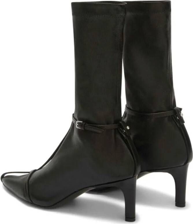 Jil Sander Boots Black Strappy Ankle Boot in zwart