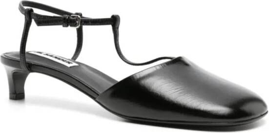 Jil Sander Hoge hakken Black T-Bar Slingback in zwart