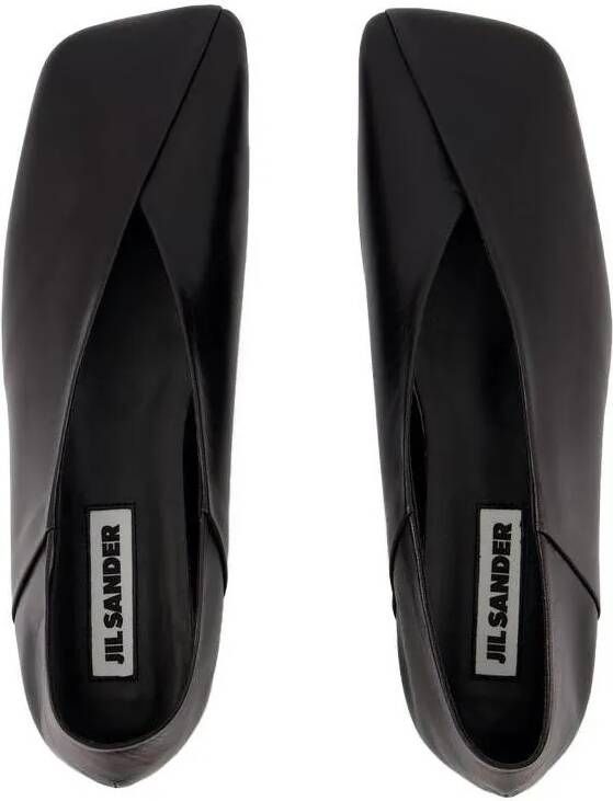 Jil Sander Loafers & ballerina schoenen Ballerinas Leather Black in zwart