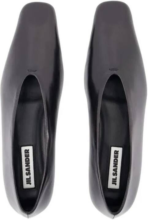 Jil Sander Loafers & ballerina schoenen Ballerinas Leather Black in zwart