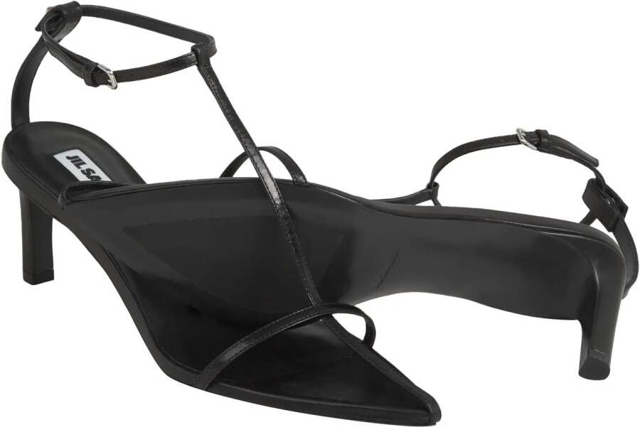 Jil Sander Sandalen Leather Heeled Sandals in zwart