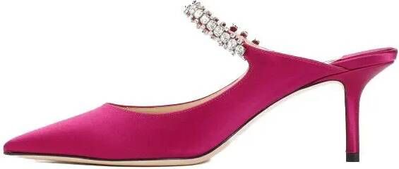 Jimmy Choo Slippers & Mules Pink Boysenberry Satin Bing 65 Mules in roze