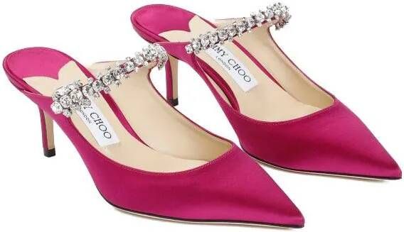 Jimmy Choo Slippers & Mules Pink Boysenberry Satin Bing 65 Mules in roze