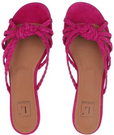L´Autre Chose Slippers Flat Sandals Bicolor Kid Suede in roze
