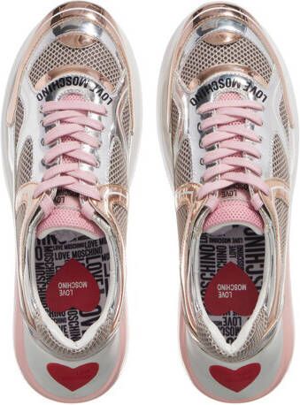 Love Moschino Sneakers Superheart in poeder roze