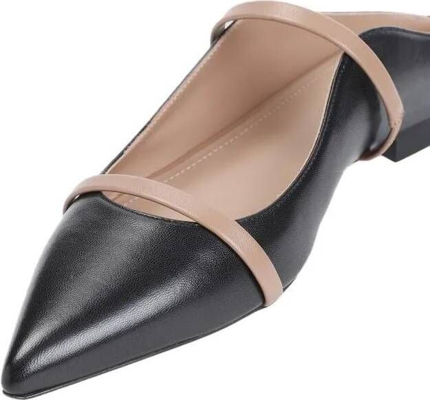 Malone Souliers Loafers & ballerina schoenen Maureen Flat Black Nude Napa Leather Ballerinas in beige