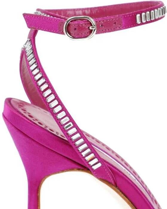 Manolo Blahnik Sandalen Pink Satin Crinastra Sandal 105 in roze