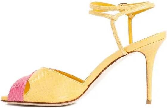 Manolo Blahnik Sandalen Yellow And Pink Mumbi Sandal in tweekleurig