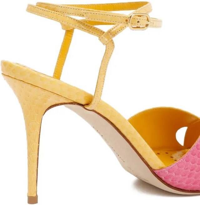 Manolo Blahnik Sandalen Yellow And Pink Mumbi Sandal in tweekleurig